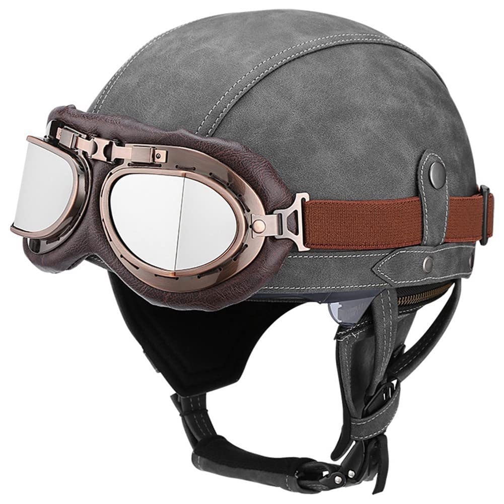 Leather Half Helet Geran Style Retro Otorcycle Helet ECE Approved - View #5