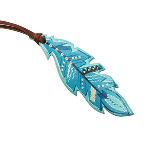 Leather Hand Painted Teal Tie-On Feather