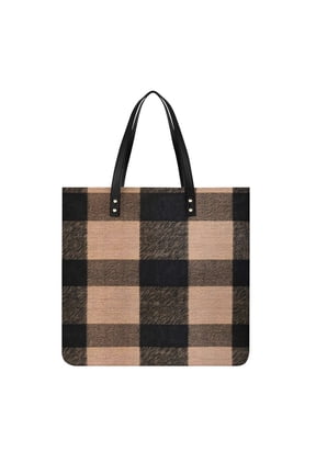 Leather Handbag 14in With Comfortable, Sturdy And Durable Fabric That Is Reusable And Features An Oversized Design SaddleBrown Buffalo Plaid Check Tartan Scotland_1