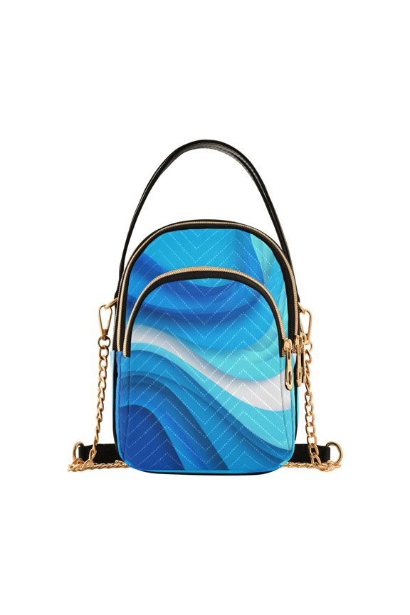 Leather Handbag Crossbody Bag Abstract Water Waves