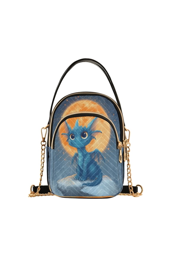Leather Handbag Crossbody Bag Baby Blue Dragon