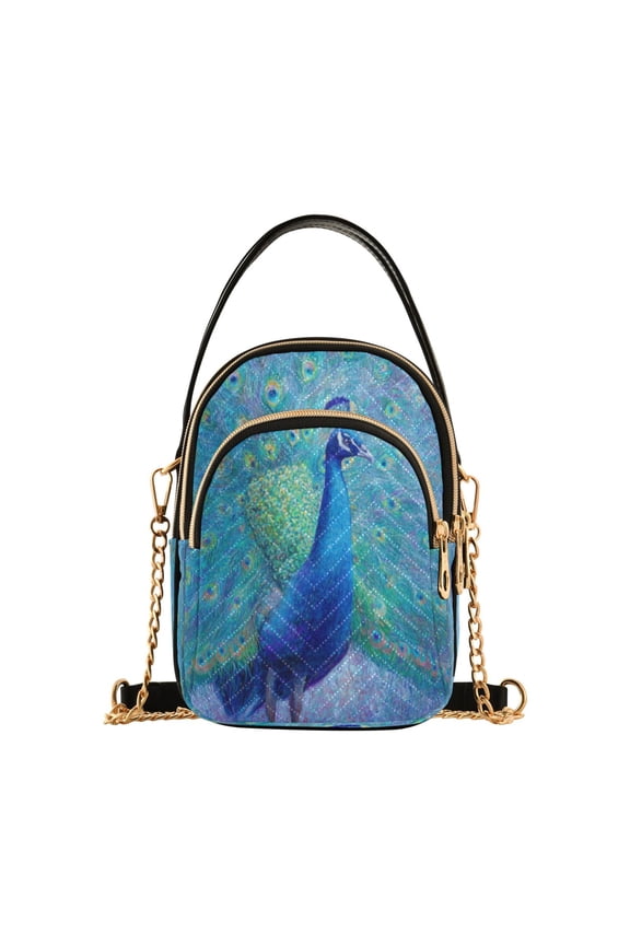 Leather Handbag Crossbody Bag Beautiful Majestic Peacock