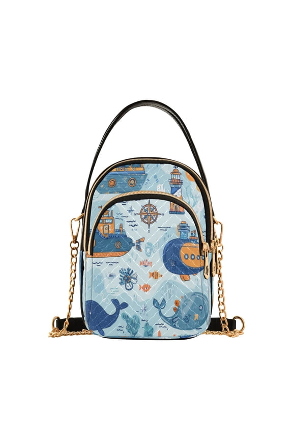 Leather Handbag Crossbody Bag Cartoon Ocean World