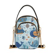 Leather Handbag Crossbody Bag Cartoon Ocean World