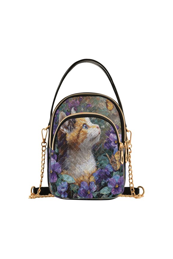 Leather Handbag Crossbody Bag Cat From Violet