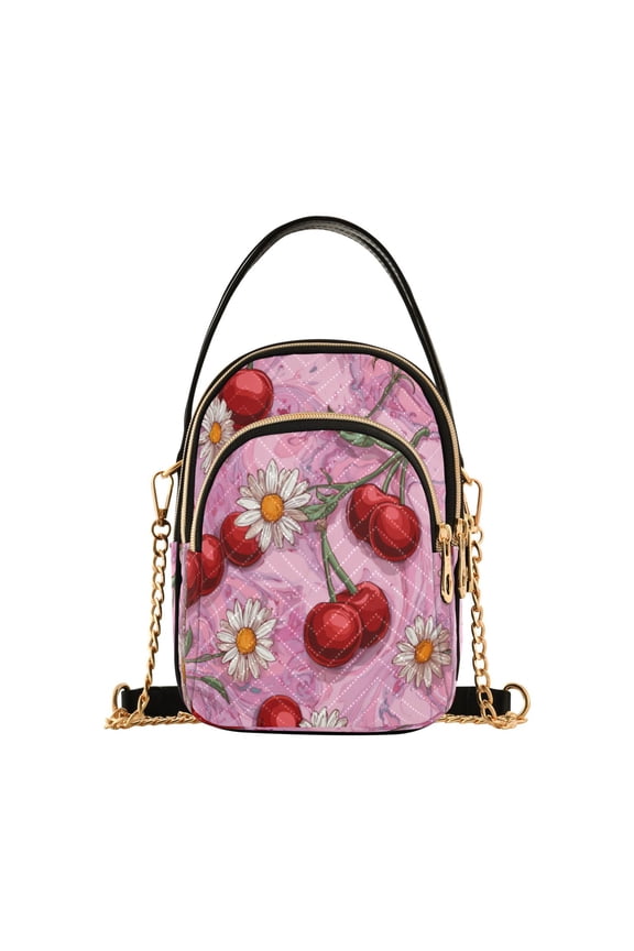 Leather Handbag Crossbody Bag Cherry Fruit