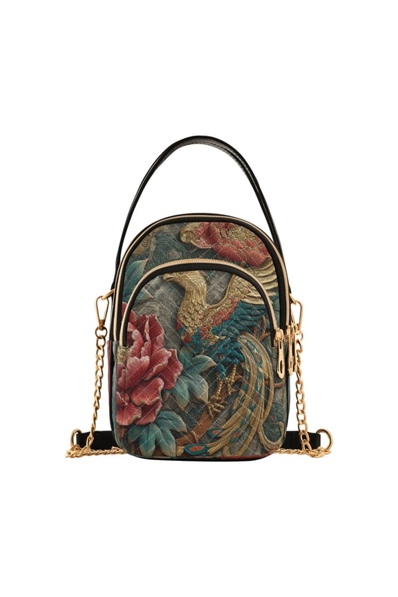 Leather Handbag Crossbody Bag Chinese Phoenix