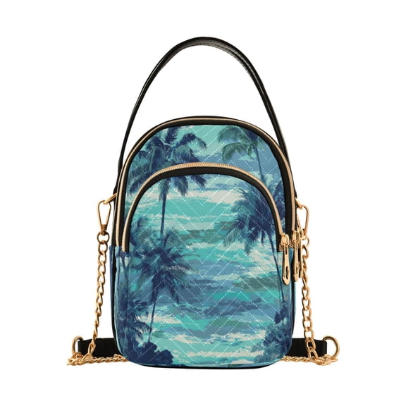 Leather Handbag Crossbody Bag Coconut Trees by The Sea