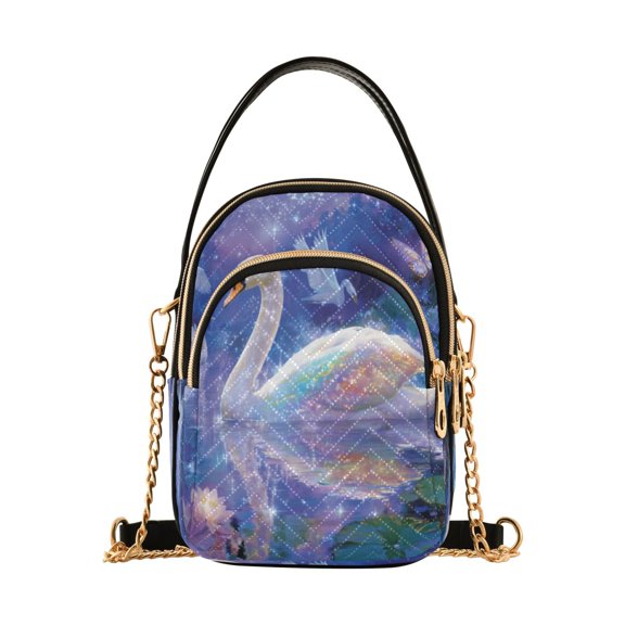 Leather Handbag Crossbody Bag Colorful Swan