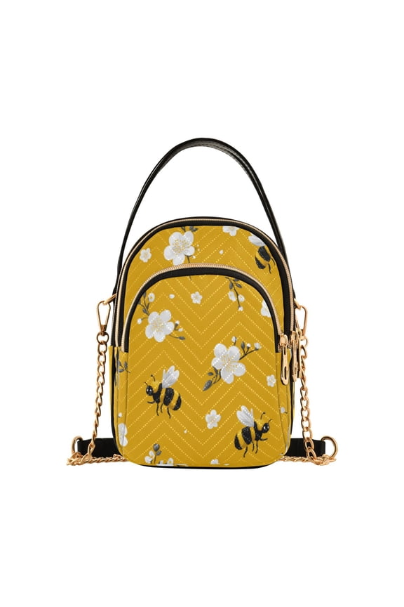 Leather Handbag Crossbody Bag Cute Cartoon Bees