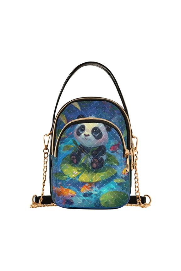 Leather Handbag Crossbody Bag Cute Panda Baby Pattern