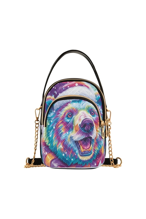 Leather Handbag Crossbody Bag Cute Smiling Polar Bear