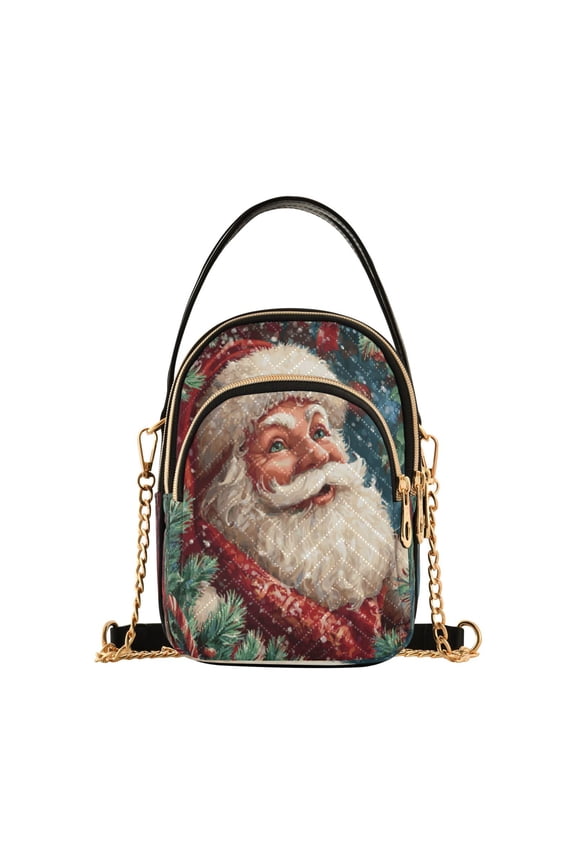 Leather Handbag Crossbody Bag Cute Smiling Santa Claus