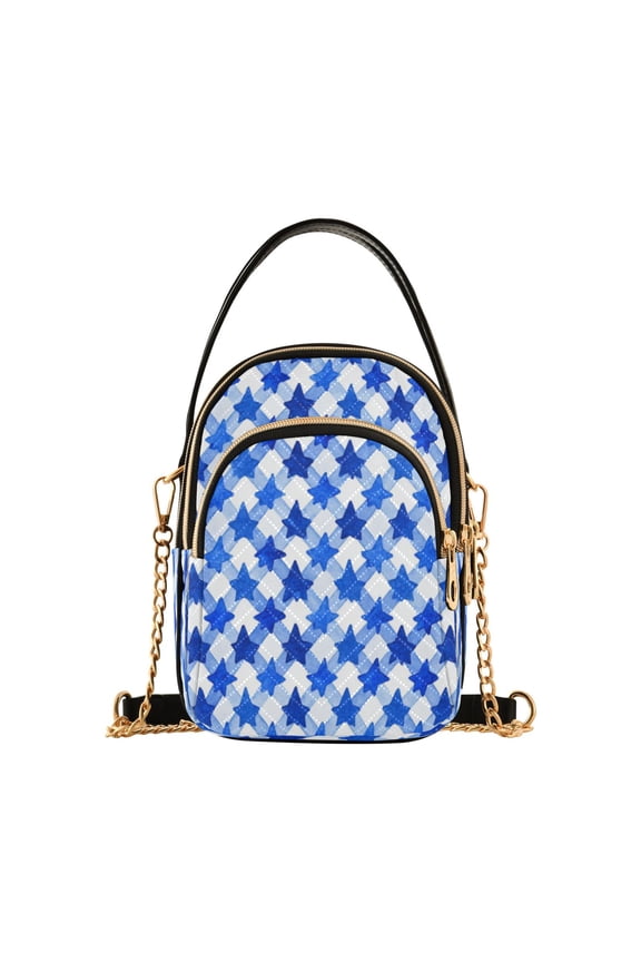 Leather Handbag Crossbody Bag Dark Blue Five-pointed Star