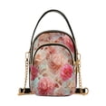 thumbnail image 1 of Leather Handbag Crossbody Bag Digital Watercolor Peonies and Roses, 1 of 7
