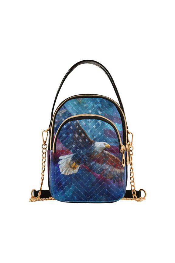 Leather Handbag Crossbody Bag Eagle Beneath The Marbled Sky
