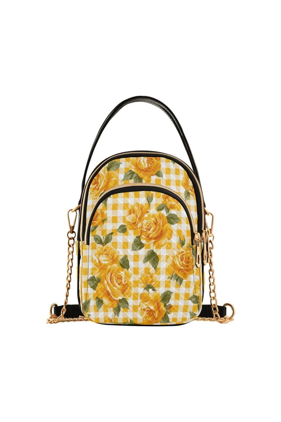 Leather Handbag Crossbody Bag Elegant and Beautiful Yellow Roses