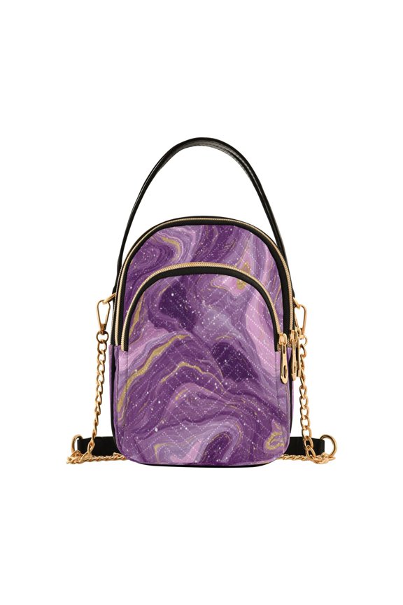 Leather Handbag Crossbody Bag Hints Of Pink Marble