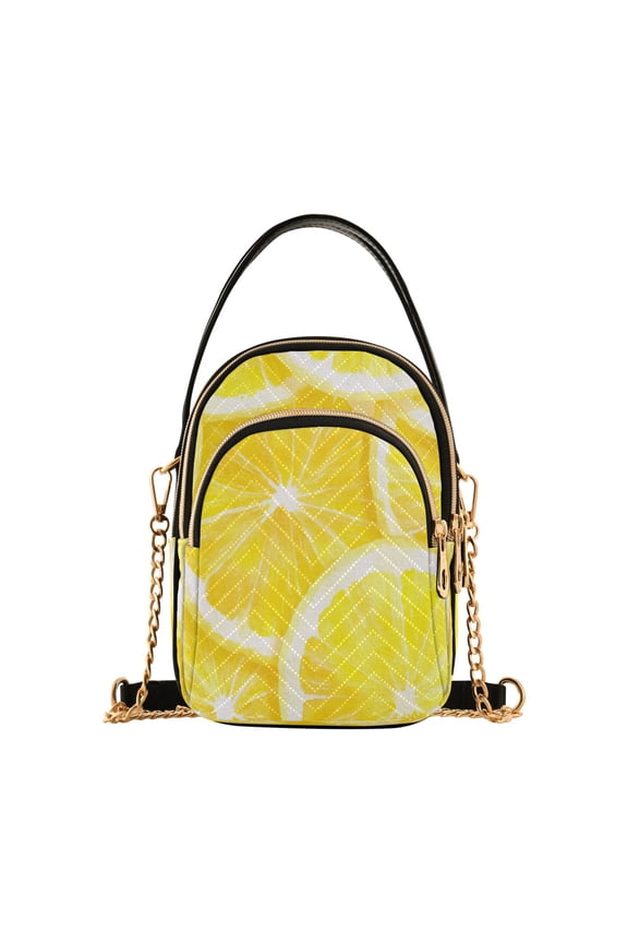 Leather Handbag Crossbody Bag Lemon Slice Pattern