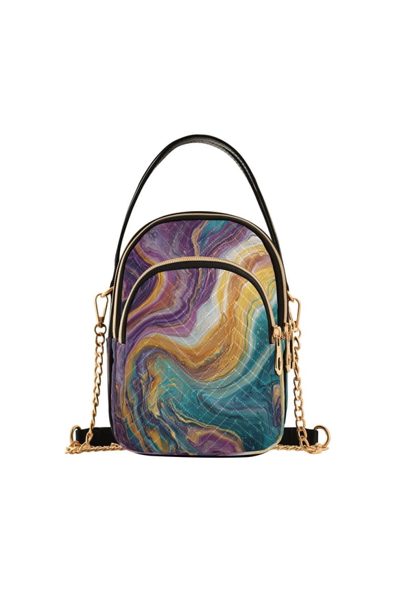 Leather Handbag Crossbody Bag Marble Veins in Various Colors