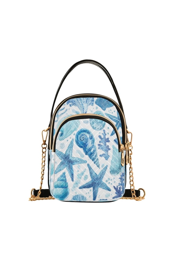 Leather Handbag Crossbody Bag Ocean-inspired Sea Creatures Pattern