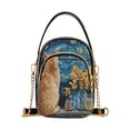 thumbnail image 1 of Leather Handbag Crossbody Bag Orange Cat in The Window, 1 of 7