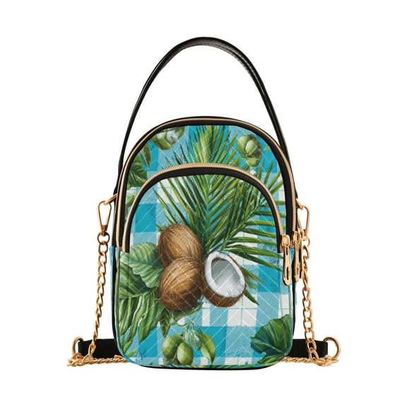 Leather Handbag Crossbody Bag Palm Leaves and Coconuts