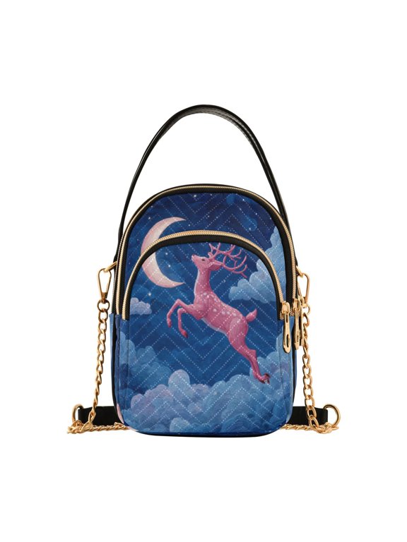 Leather Handbag Crossbody Bag Pink Deer