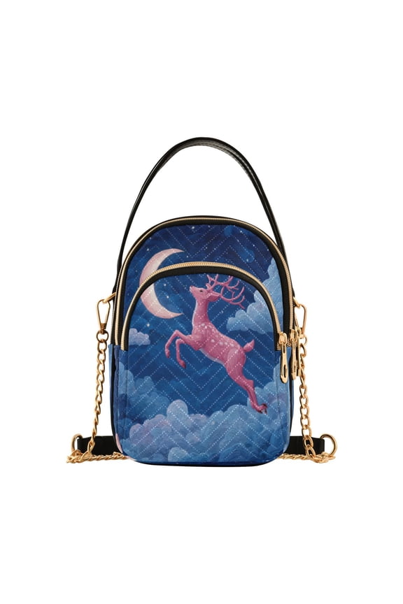 Leather Handbag Crossbody Bag Pink Deer