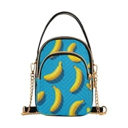 Leather Handbag Crossbody Bag Simple Bananas Pattern