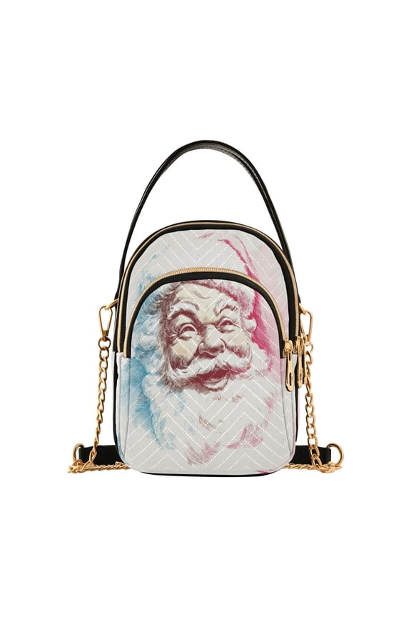 Leather Handbag Crossbody Bag Smiling Cute Santa Claus