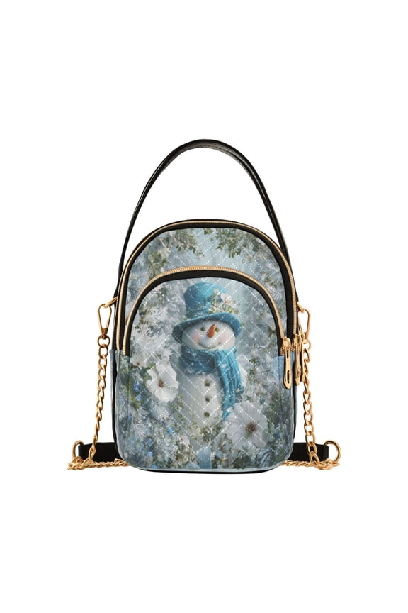 Leather Handbag Crossbody Bag Snowman in The Frozen World