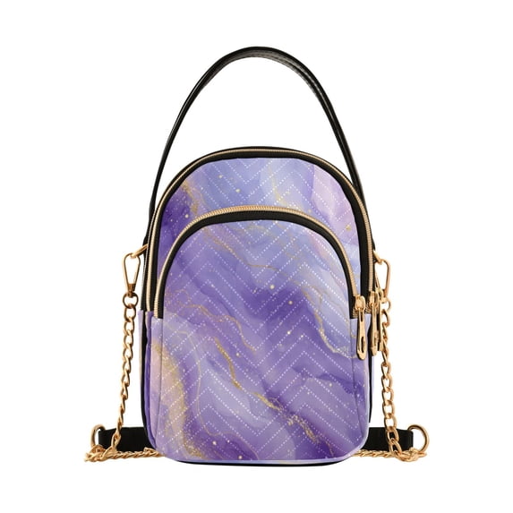 Leather Handbag Crossbody Bag Soft Purple Marble Vortex