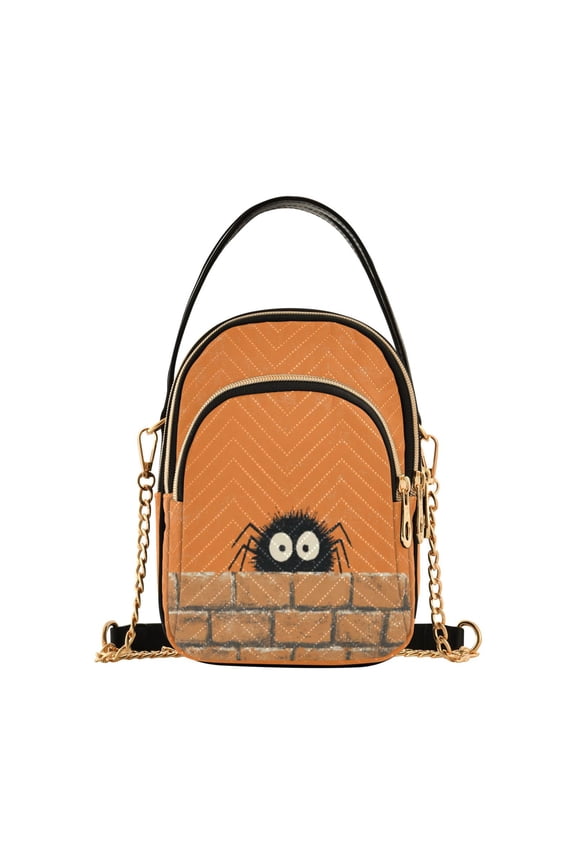 Leather Handbag Crossbody Bag Spider Doll Pattern