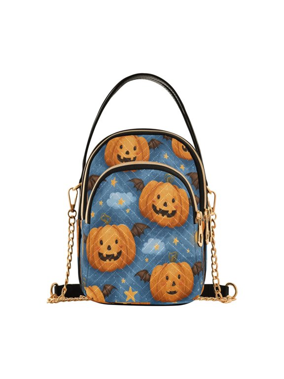 Leather Handbag Crossbody Bag Spooky Evil Pumpkin Designs
