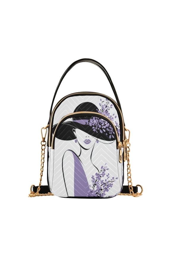 Leather Handbag Crossbody Bag Violet Beauty
