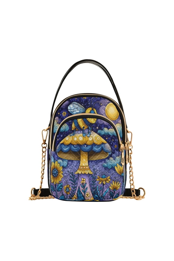 Leather Handbag Crossbody Bag Whimsical Cartoon Bee