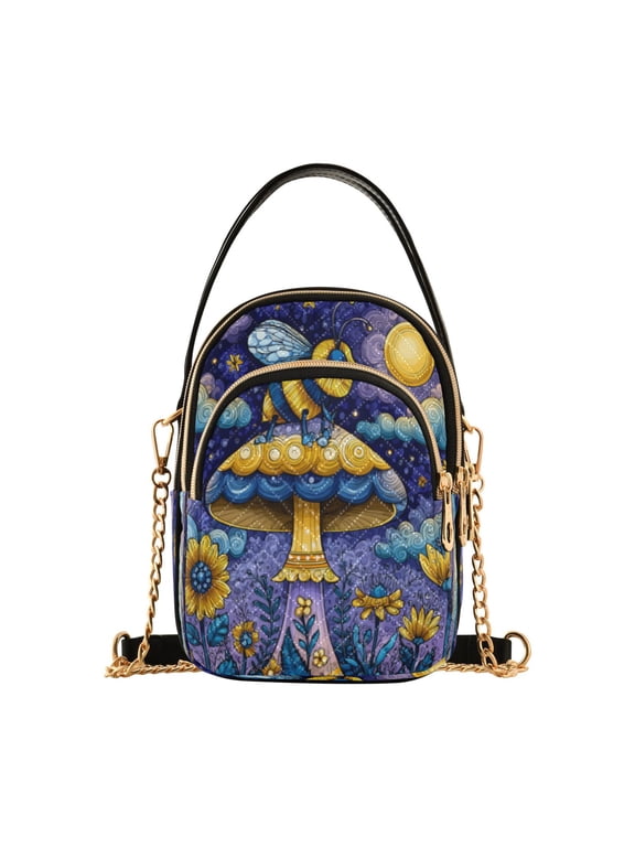 Leather Handbag Crossbody Bag Whimsical Cartoon Bee