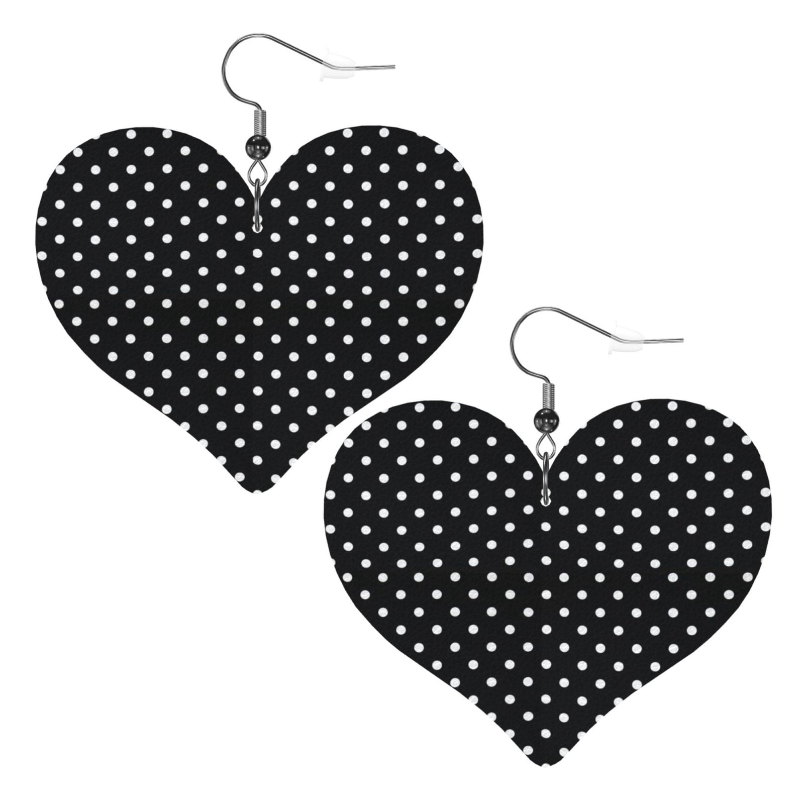 Handmade Polymer Clay Black & White Polka Dot Dangle Earrings – Geometric Circle Drop Earrings For Women