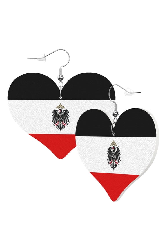 Leather Heart Earrings Dangle For Women Flag Of The German Empire Love Earrings Drop For Women