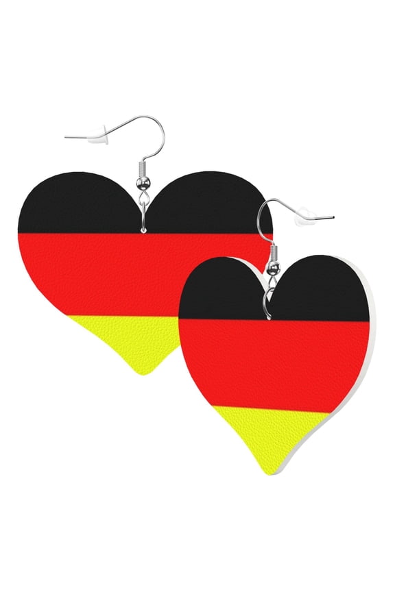 Leather Heart Earrings Dangle For Women German Flag Germany Love Earrings Drop For Women