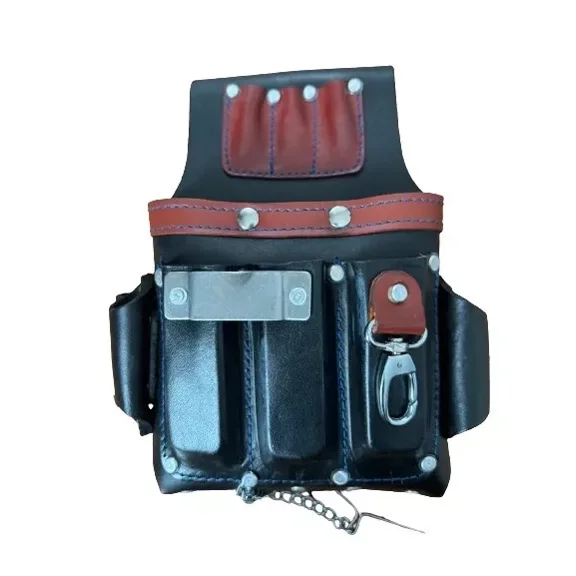 Leather Heavy Duty Electrician & Carpenter Tool Pouch, Multi-Pocket Waist Tool Bag for Hand Tools, Nails, Screws, and Accessories, Durable & Adjustable