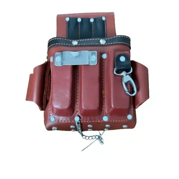 Leather Heavy Duty Electrician & Carpenter Tool Pouch, Multi-Pocket Waist Tool Bag for Hand Tools, Nails, Screws, and Accessories, Durable & Adjustable