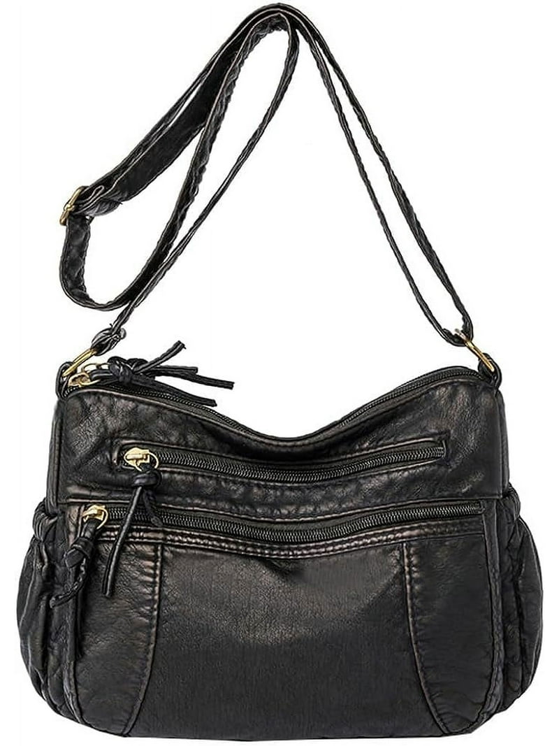 Euphrates Leather Hobo Bag, Women's Retro Denim Crossbody