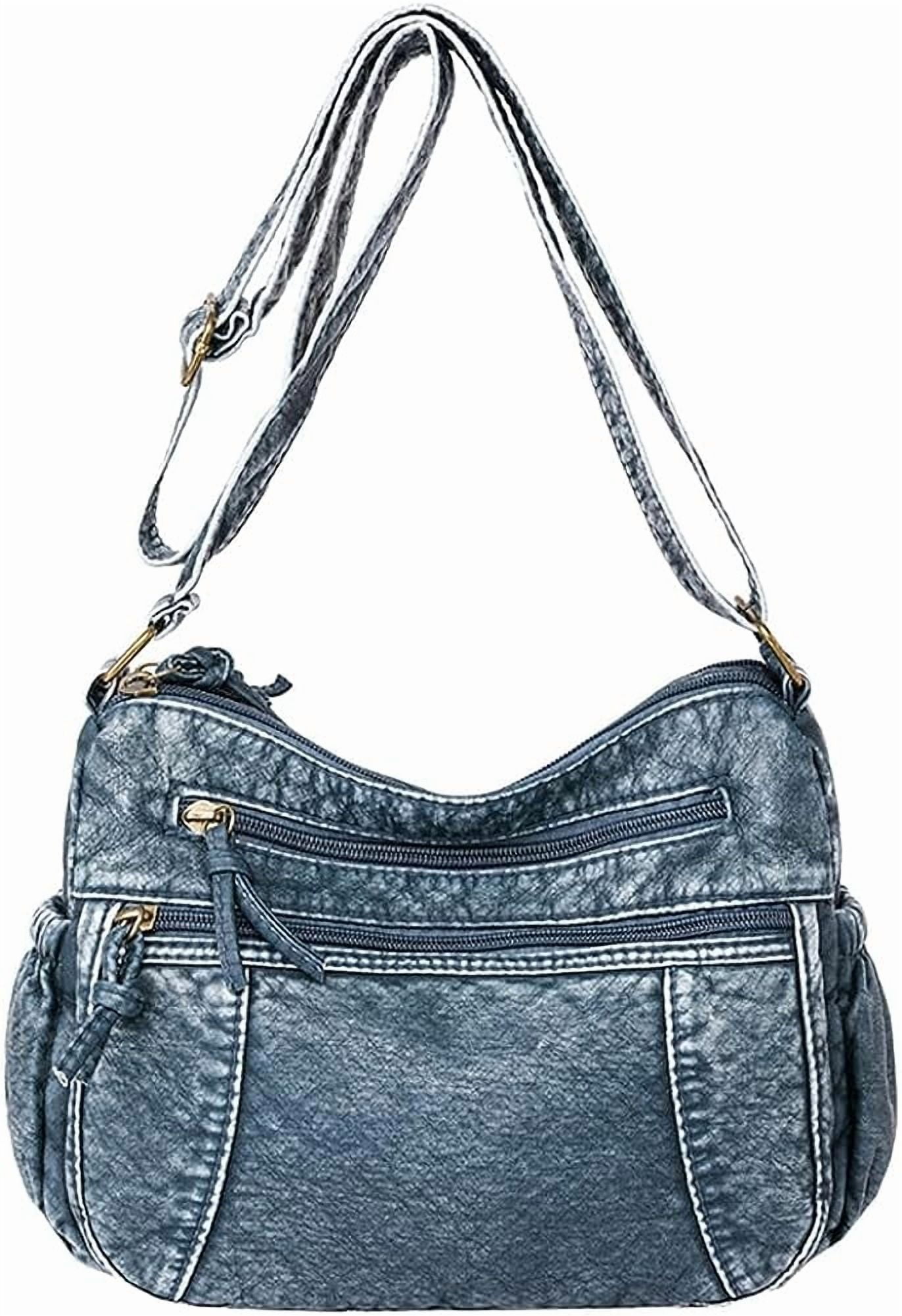 Euphrates Leather Hobo Bag Women Retro Denim Crossbody Purse Euphrates Leather Hobo Bag Women Retro Denim Crossbody Purse