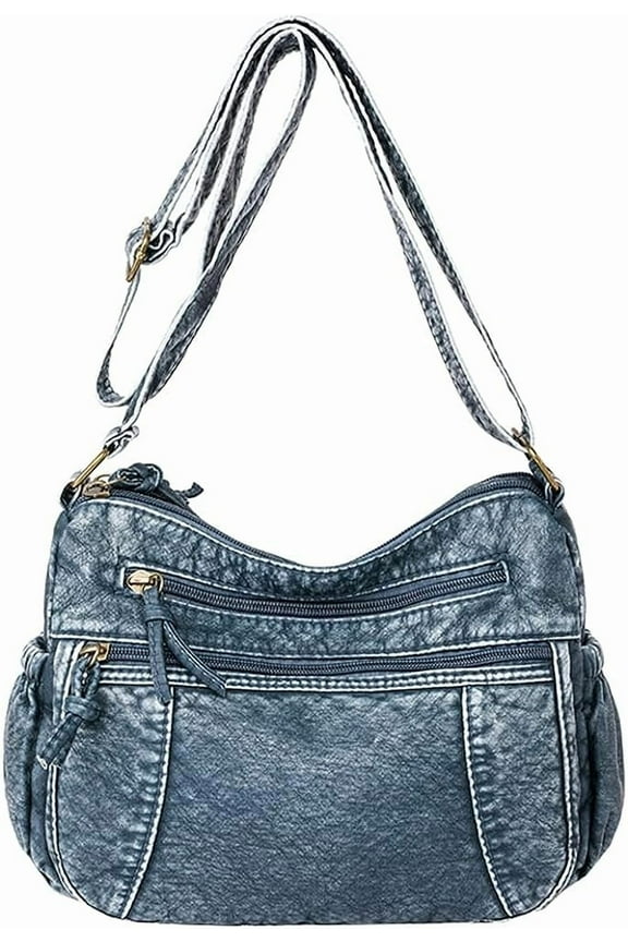 Leather Hobo Bag Women Retro Denim Bag Large Crossbody Shoulder Bag Casual Handbag Purse