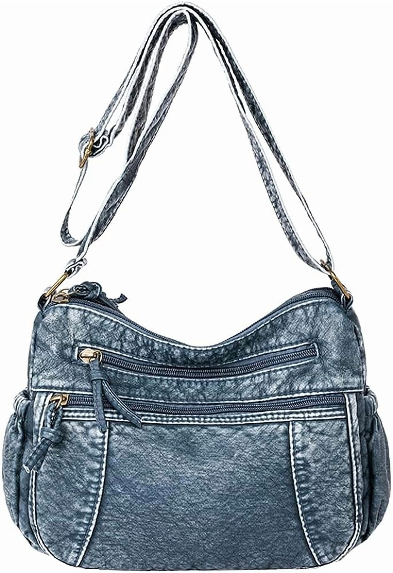 Leather Hobo Bag Women Retro Denim Bag Large Crossbody Shoulder Bag Casual Handbag Purse
