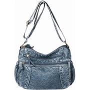 Leather Hobo Bag Women Retro Denim Bag Large Crossbody Shoulder Bag Casual Handbag Purse