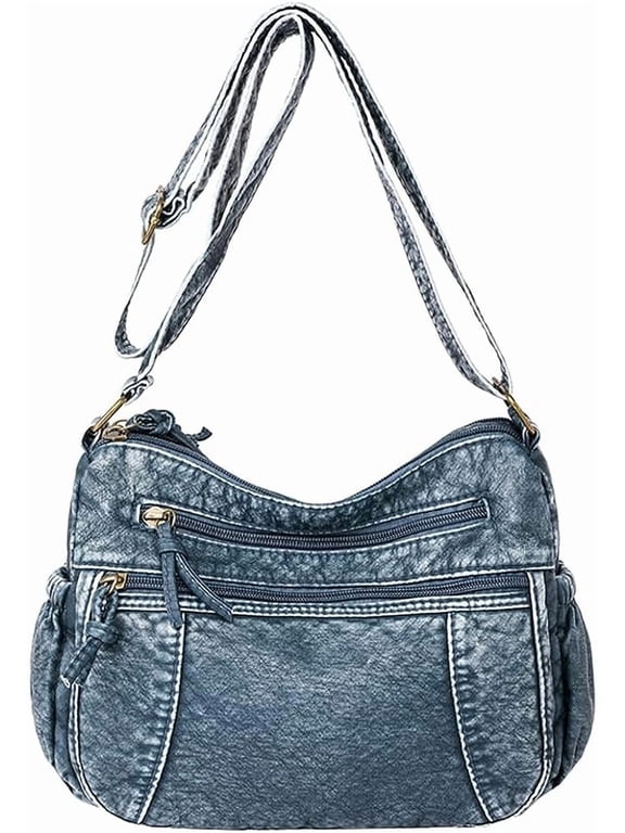 Leather Hobo Bag Women Retro Denim Bag Large Crossbody Shoulder Bag Casual Handbag Purse