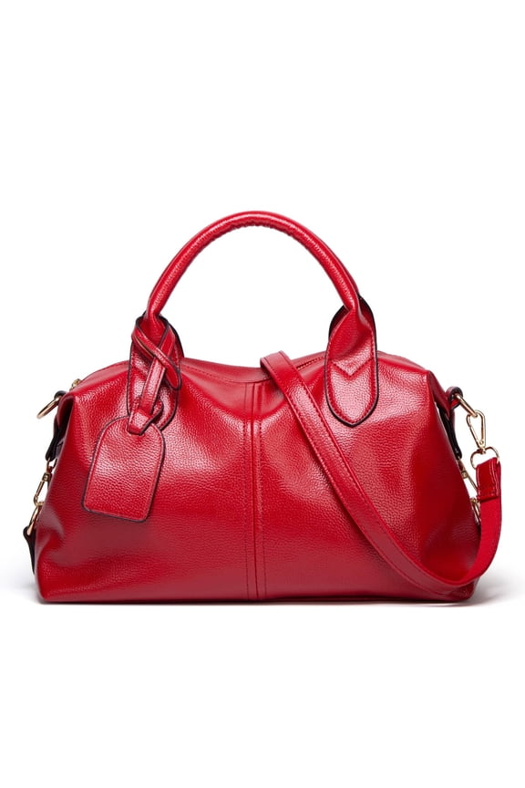 Leather Hobo Handbag with Shoulder Strap, Top Handle Satchel Purse, Available in Black, red, pink, blue, gray